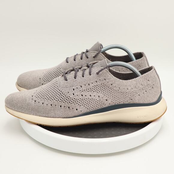 Cole Haan Grand Troy Men\'s Size 10 M US Gray Knit Wingtip Oxford Shoes C33769 main image 12